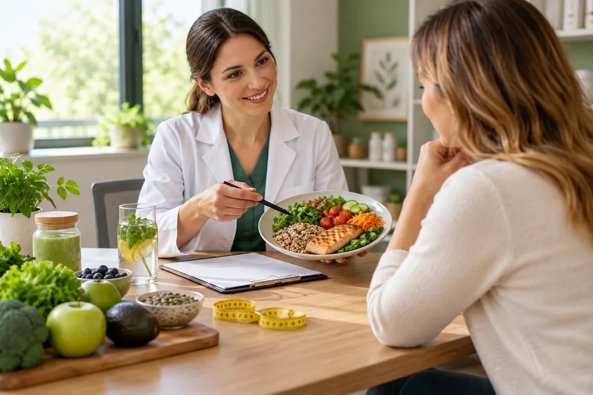 Nutricionista razgovara sa pacijentom o uravnoteženoj ishrani